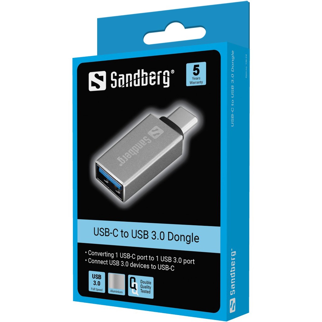 Adapter Sandberg 136-24 USB-C në USB-A / 5cm / argjendtë - Figura 2