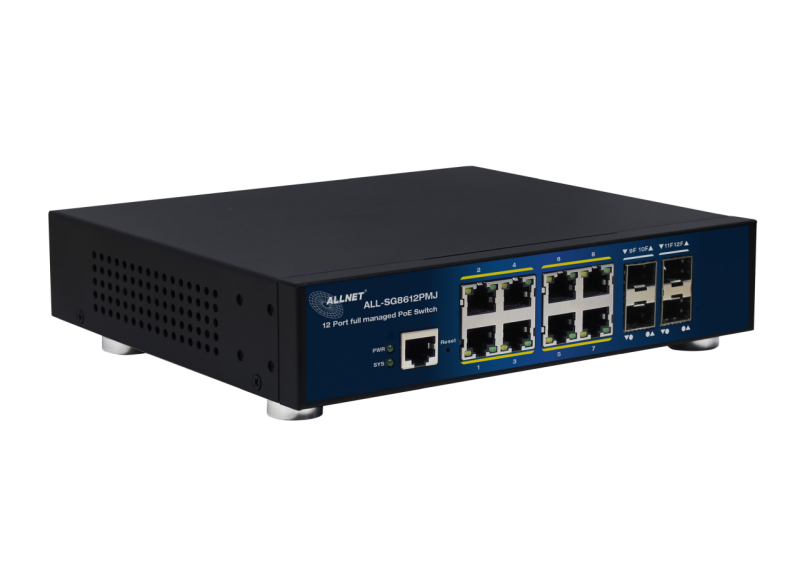 Switch ALLNET ALL-SG8612PMJ / Full Managed Layer2+ / 12 Port / 8x GbE / 8x PoE-at / PoE Budget 300W / 4x SFP / Fanless / JSON API - Figura 2