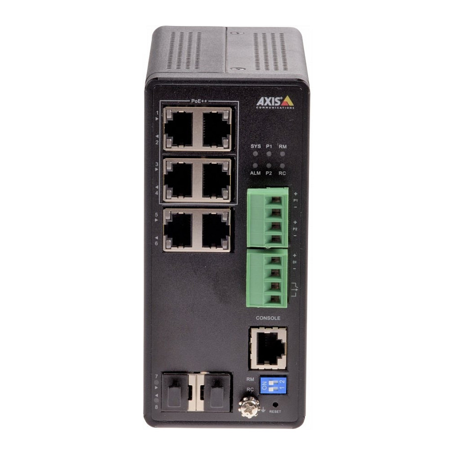 AXIS T8504-R Industrial Managed PoE++ Switch | 4x Gigabit PoE++ | 2x RJ45 + 2x SFP | 240W PoE Budget | Rugged Layer 2