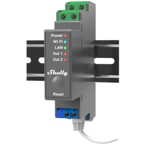 Shelly Relais "Pro 2" WLAN LAN Max. 25A 2 Kanale 2 Faza BT DIN-Rail