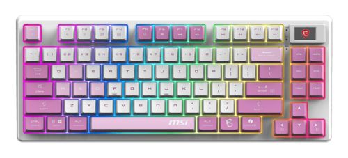 Tastierë Gaming MSI FORGE GK600 TKL W Violet Wireless / QWERTY / Spanish Language - Bardhë / Rozë