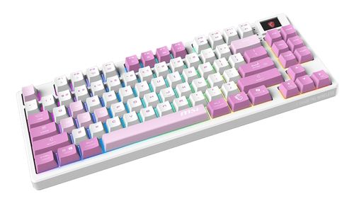 Tastierë Gaming MSI FORGE GK600 TKL W Violet Wireless / QWERTY / Spanish Language - Bardhë / Rozë - Figura 2
