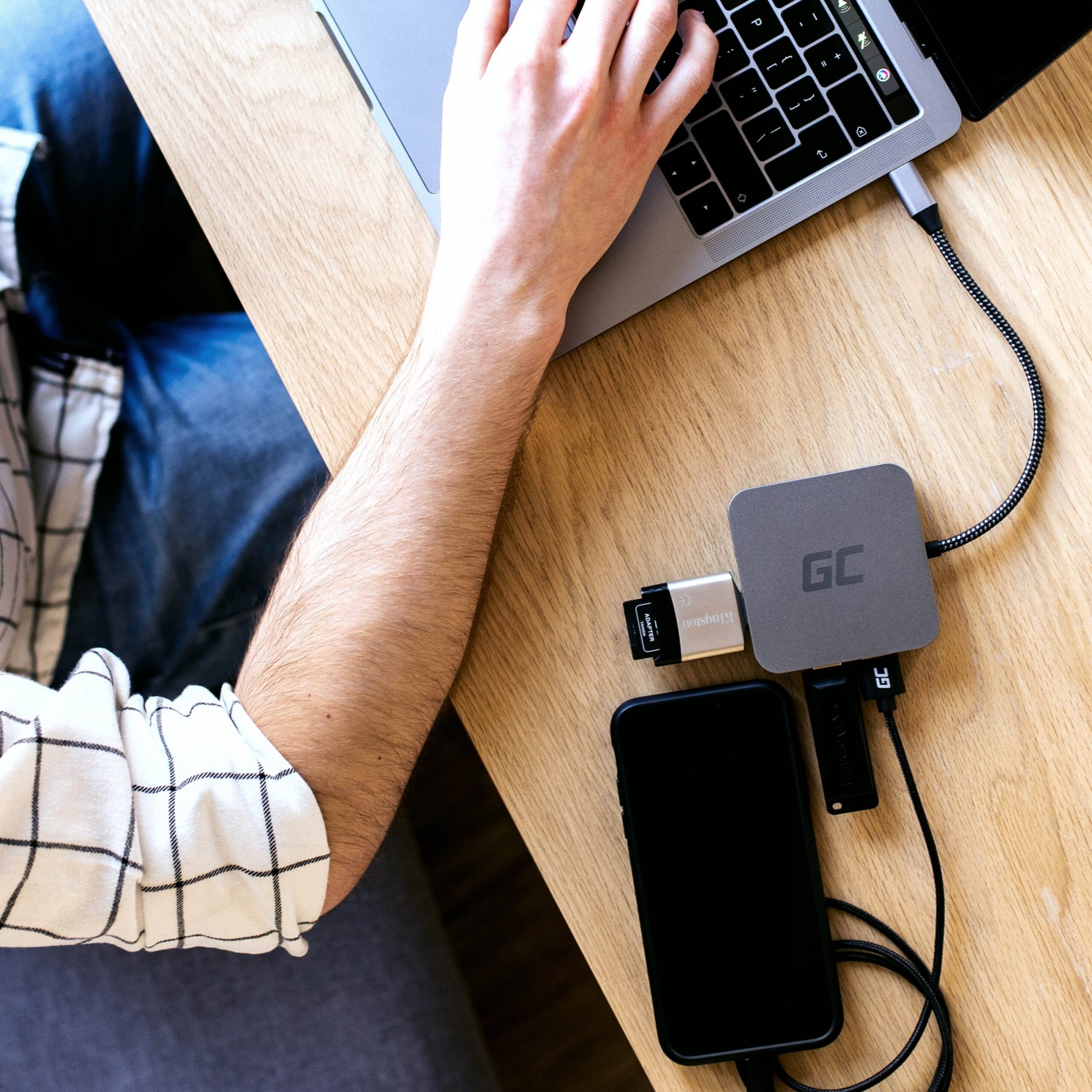 HUB Green Cell AK61 USB‑C / 6 Porta (3x USB 3.0, USB‑C, HDMI, Gigabit LAN) - Argjend - Figura 3