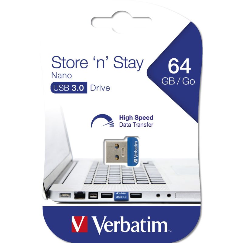 USB Flash Drive Verbatim Store'n'Stay Nano / 64GB / 3.0 – Blu - Figura 5