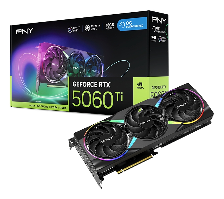 Kartelë Grafike Nvidia PNY RTX 5060 TI VERTO ARGB OC Triple Fan 16GB GDDR7 HDMI 3x
