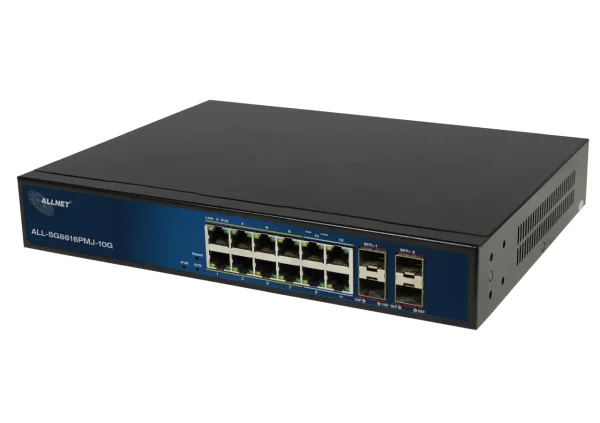 Switch ALLNET Full Managed Layer 2+ / 16-Port / 12x Gigabit / 8x PoE+ / 4x Gigabit LAN / 4x SFP+ 10G / PoE Budget 130W / 19" / ALL-SG8616PMJ-10G - Figura 2