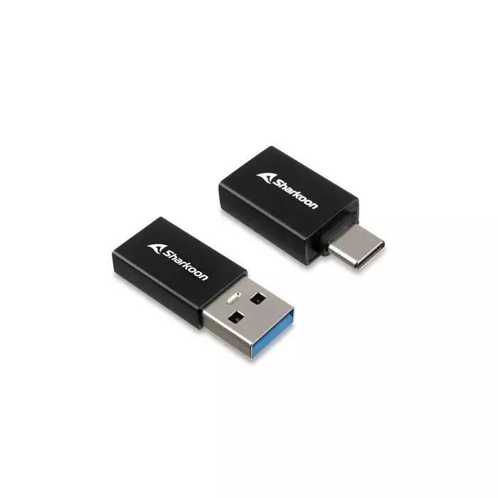 Adapter USB Sharkoon 3.2 Gen 1 OfficePal USB‑A në USB‑C / USB‑C në USB‑A / set 2 copë - Zezë