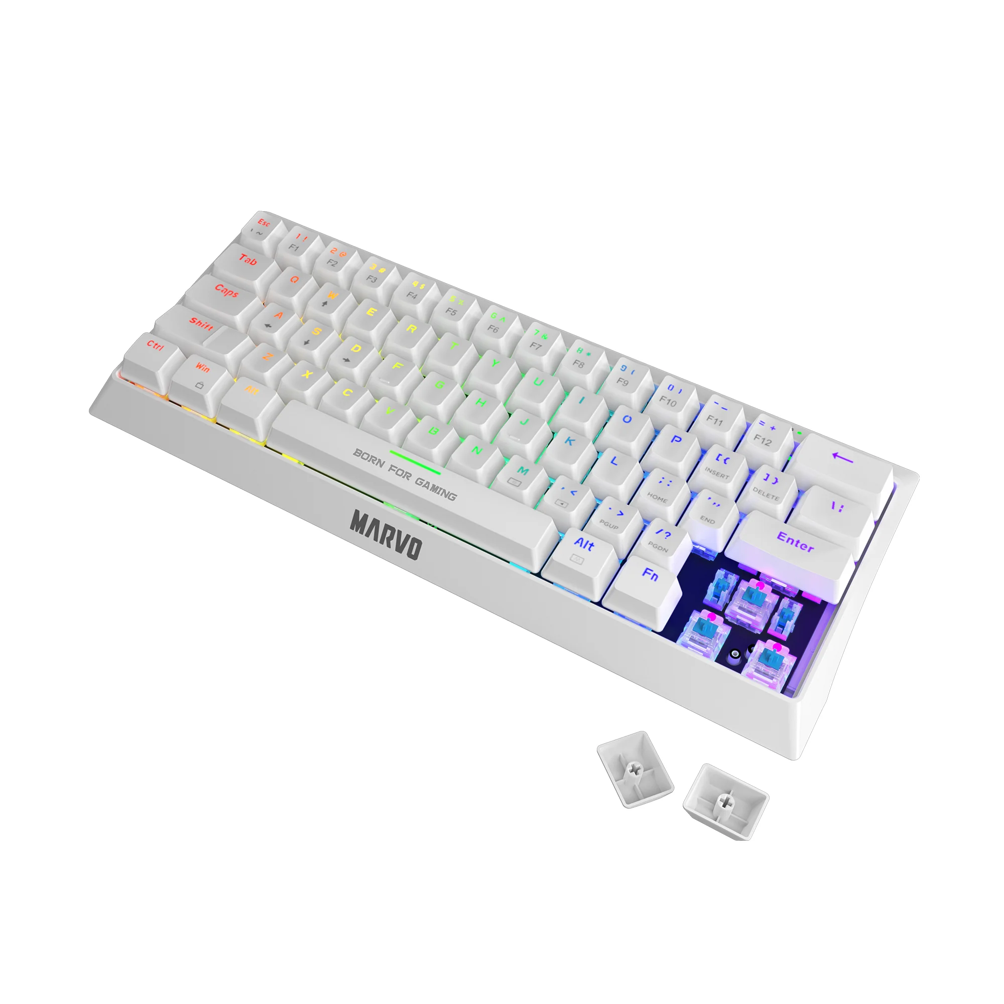 Tastierë Gaming MARVO KG962G WH / Mechanical / 61 Keys / USB-C - Bardhë - Figura 5