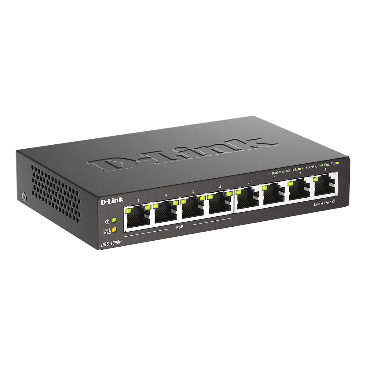 D-Link DGS-1008P/E 8-Port Gigabit PoE+ Switch me 4x PoE Ports dhe 56W Budget Metal Desktop Switch - Figura 2
