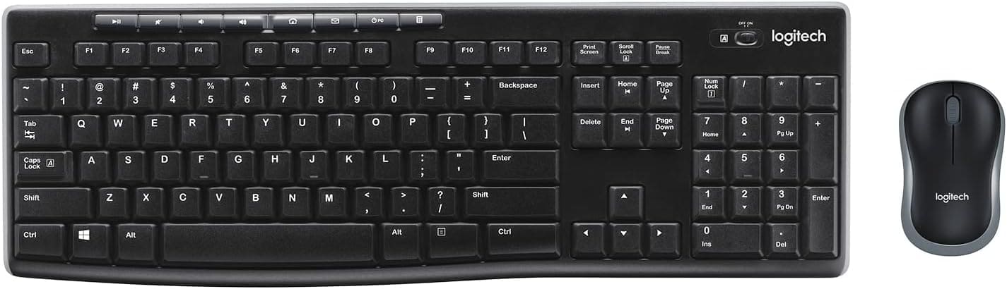 Set Logitech MK270 / Tastierë dhe Maus / 8 Multimedia Keys / 10-Key Number pad / Optical Sensor / 3 buttons / Wireless / German / I zi