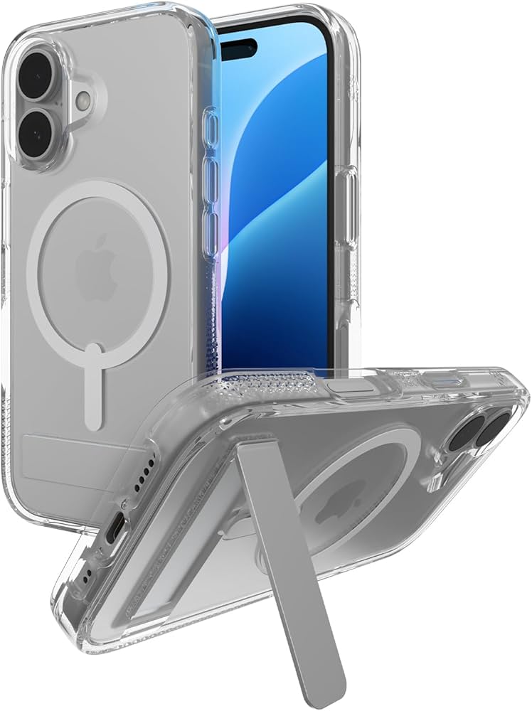 Hybrid Case 10H Glass + Kickstand for Apple iPhone 16 – Transparent/ Zezë
