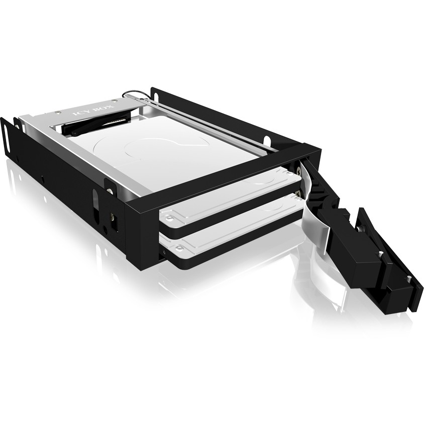 Aksesorë për disqe Hot-Swap Frame: 2× 2.5" SATA to 2× SATA host, trayless design, for 3.5" drive bay – ICY BOX.