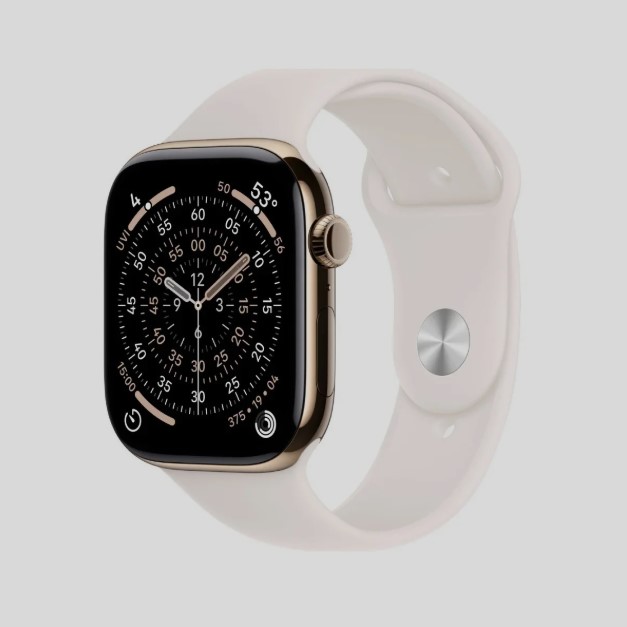 Apple Watch Series 11 / 46mm / Cellular / Titanium Gold Case with Pale Pink Sport Band - M/L
