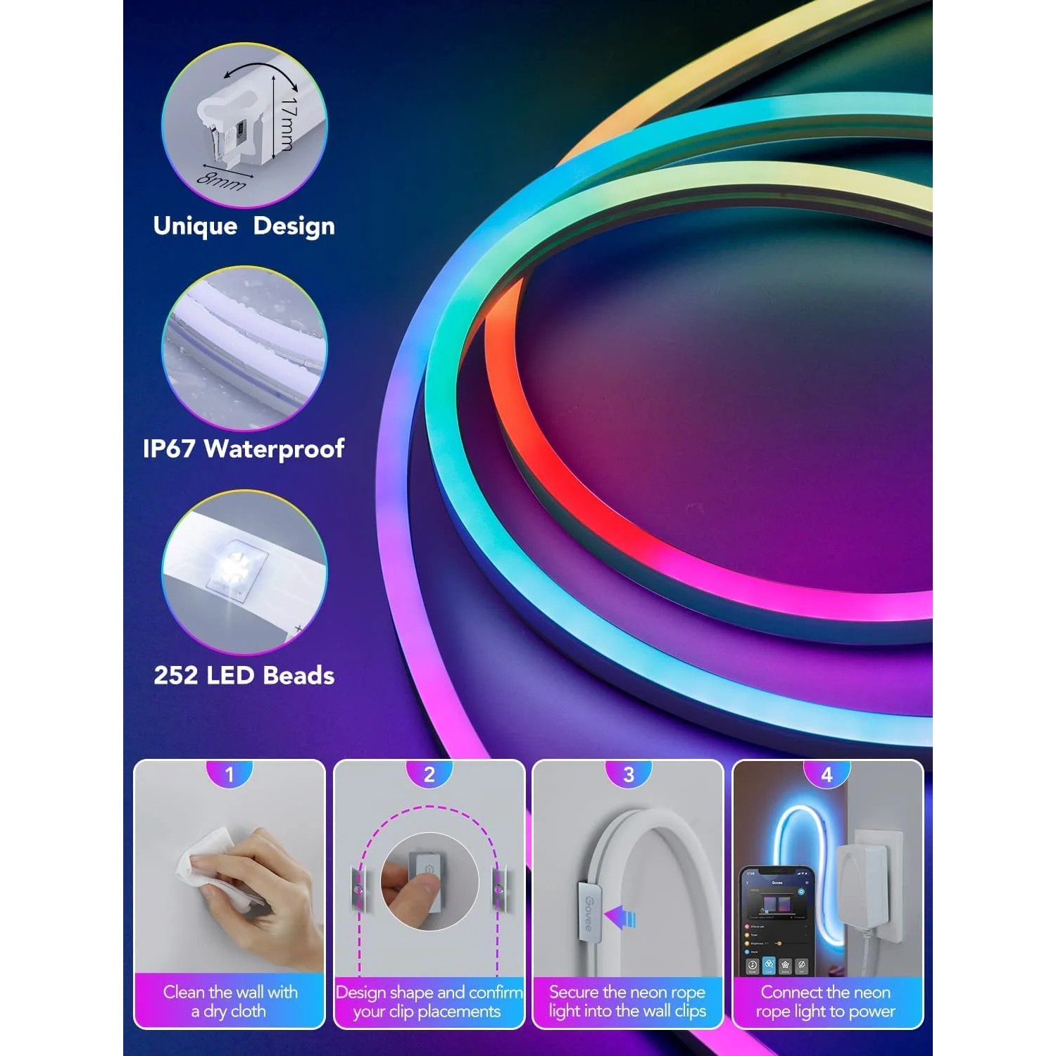 Govee RGBIC Neon Rope Light 2m - Figura 2