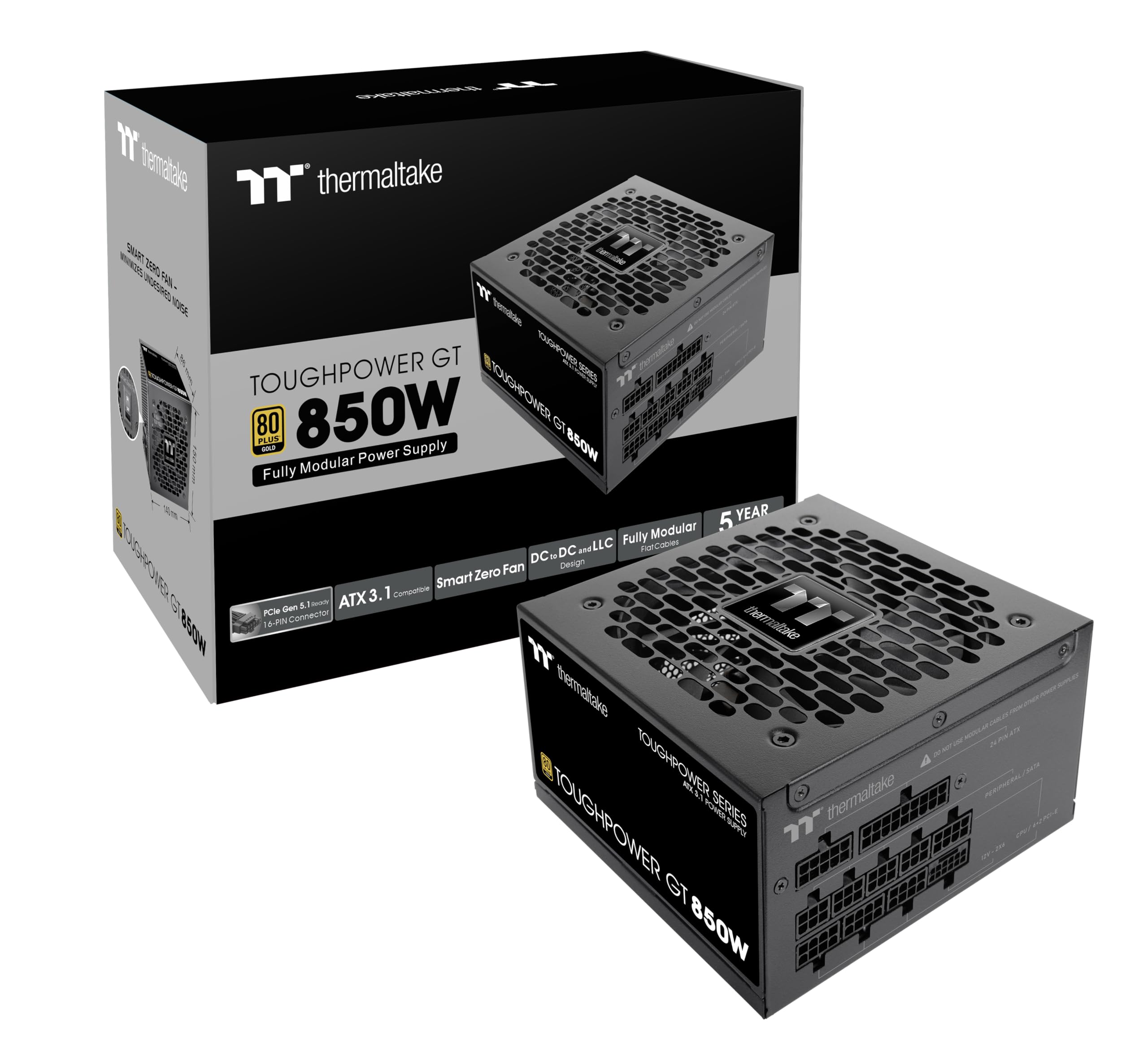 Furnizues Energjie PSU Thermaltake Toughpower PT 850W Fully Modular Power Supply / 80 PLUS Platinum Certified - Zezë - Figura 2