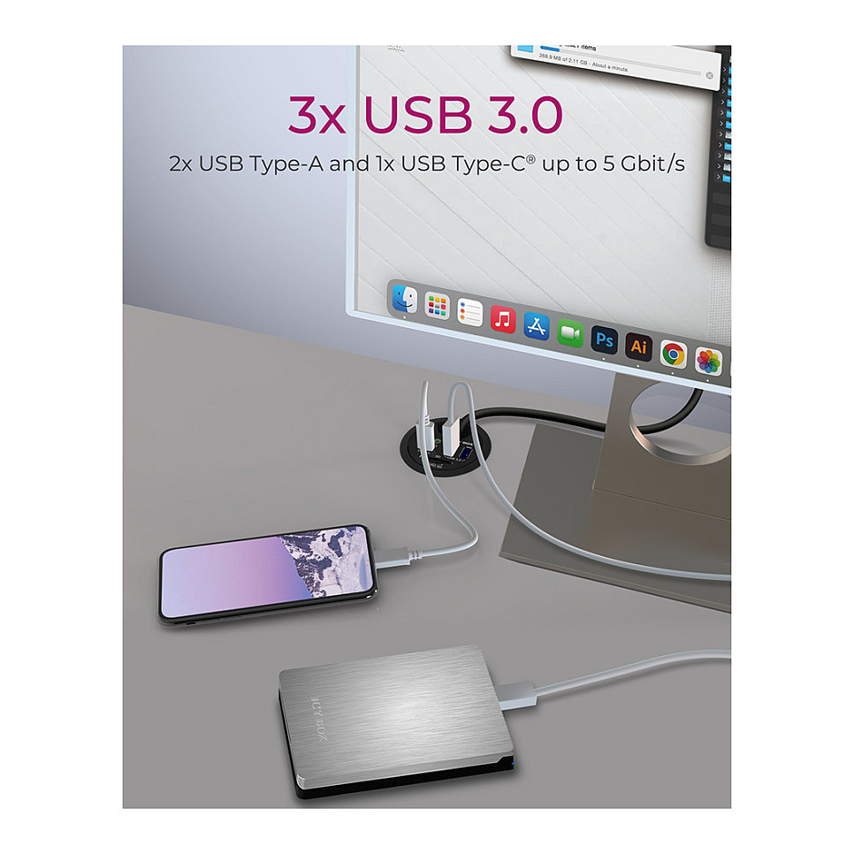 HUB ICY BOX Desktop / 2 Card Readers / Audio In/Out / Charging Function / LED - Figura 5