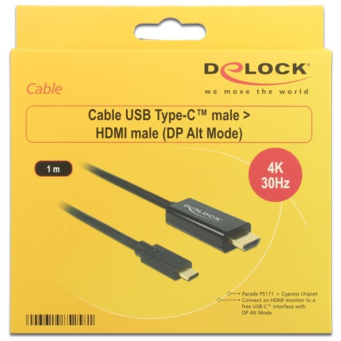 Kabllo HDMI DeLock / USB-C (ST-ST) / 1m / 4K 30Hz / e zezë - Figura 2