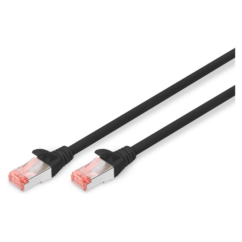 Kabllo për Rrjet DIGITUS Cat6 S/FTP 2xRJ45 / 0.5m / Latch Protection / Polybag – Zezë
