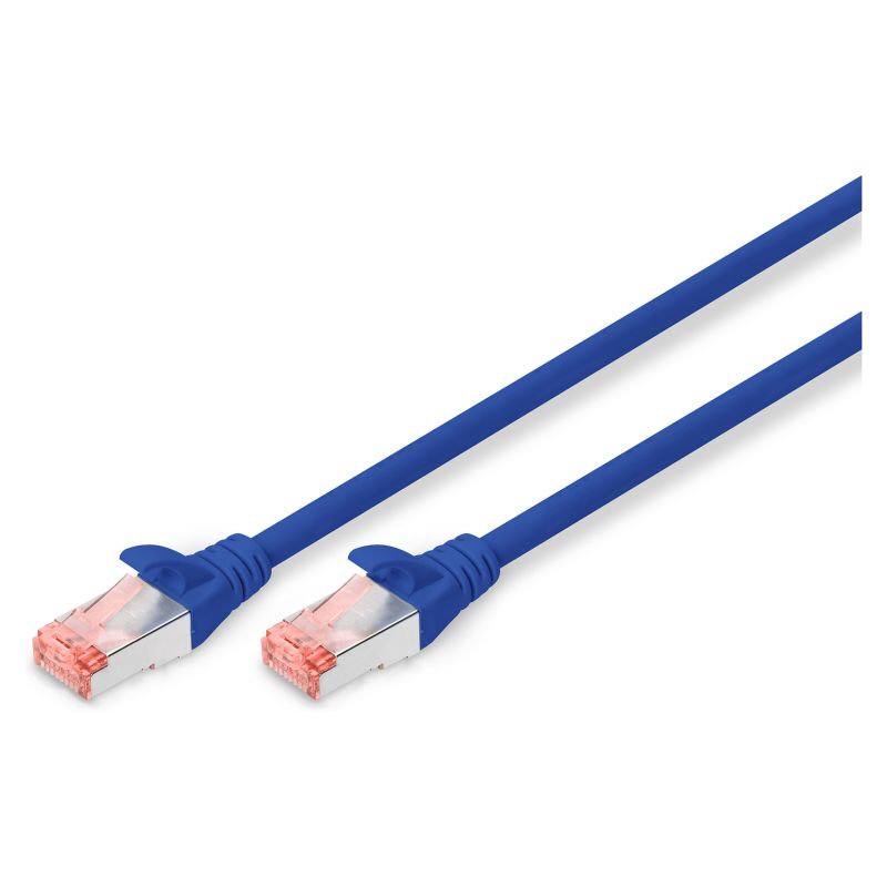 Kabllo për Rrjet DIGITUS Cat6 S/FTP 2xRJ45 / 10.0m / Latch Protection / Polybag – Blu