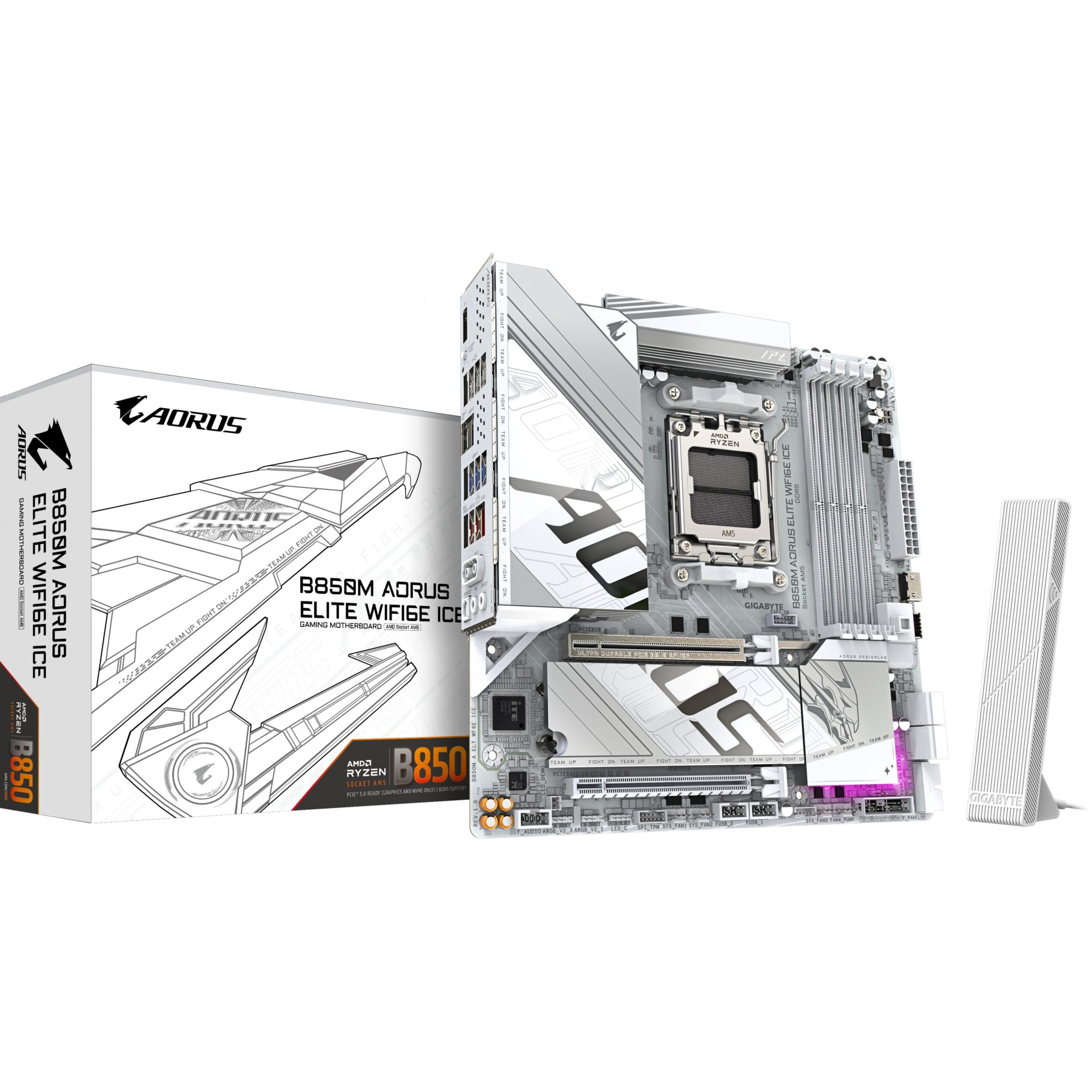 Pllakë Amë AMD AM5 Gigabyte B850M AORUS ELITE WF6E ICE / DDR5 / HDMI+DP
