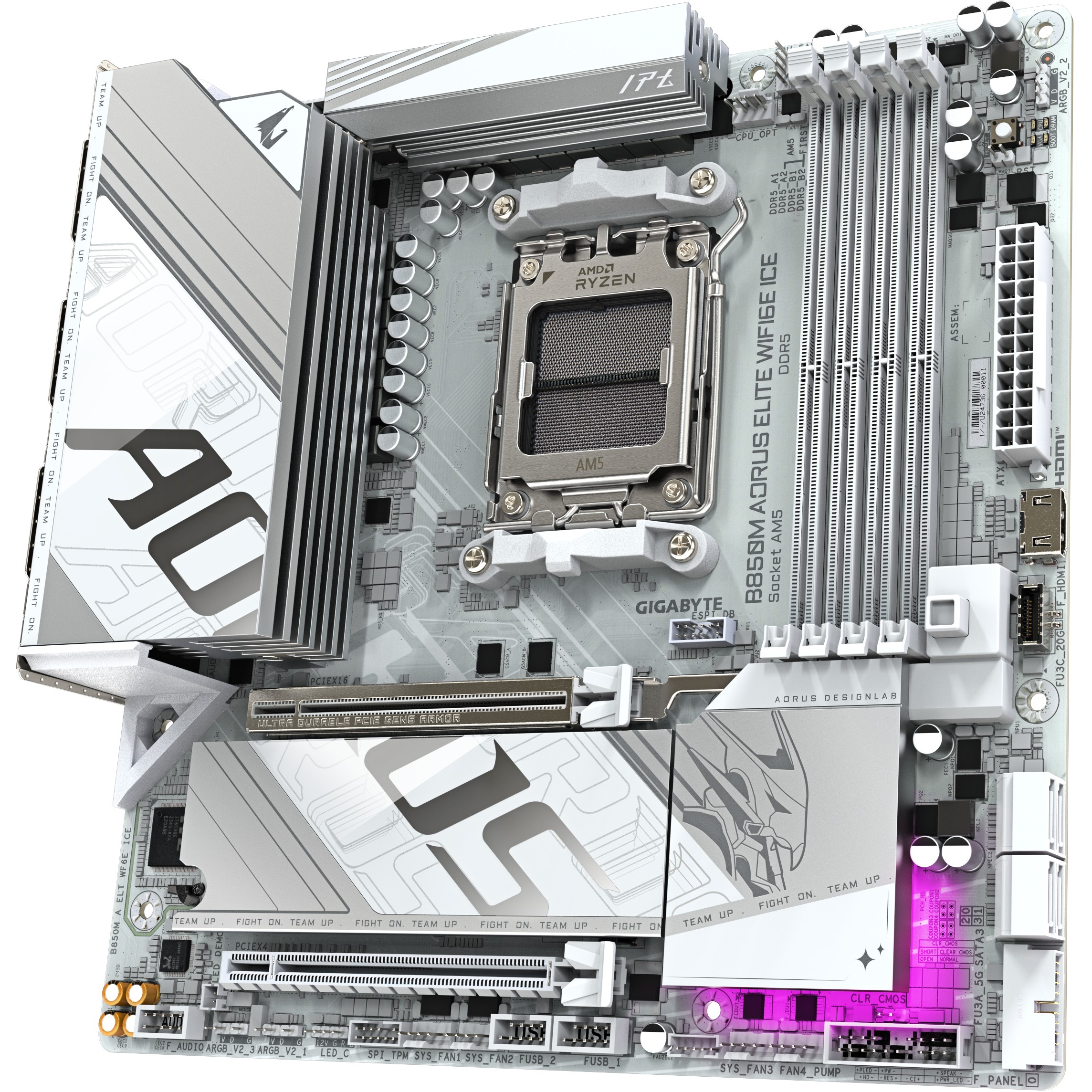 Pllakë Amë AMD AM5 Gigabyte B850M AORUS ELITE WF6E ICE / DDR5 / HDMI+DP - Figura 4