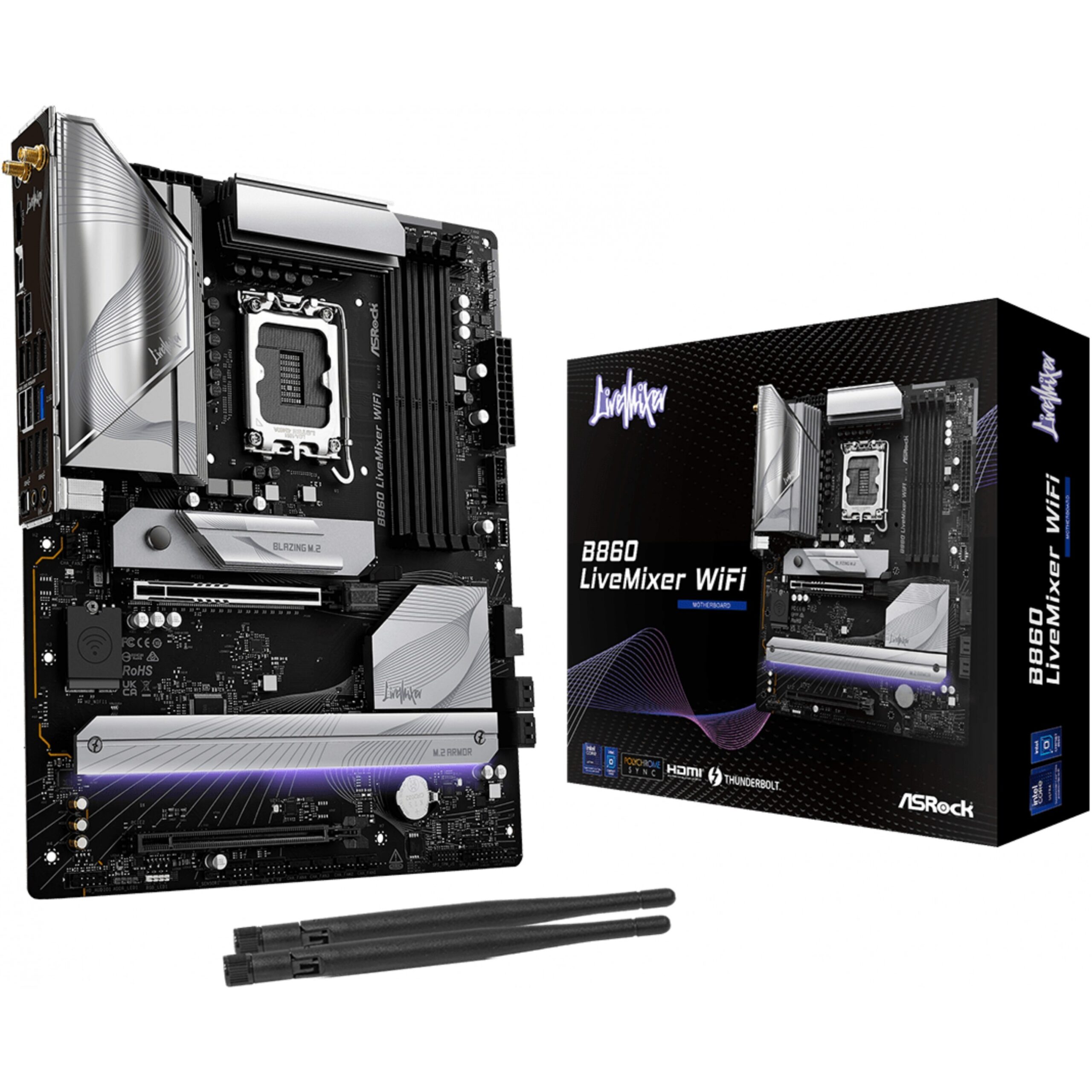 Pllakë Amë MB Intel LGA1851 ASROCK B860 LiveMixer WiFi DDR5