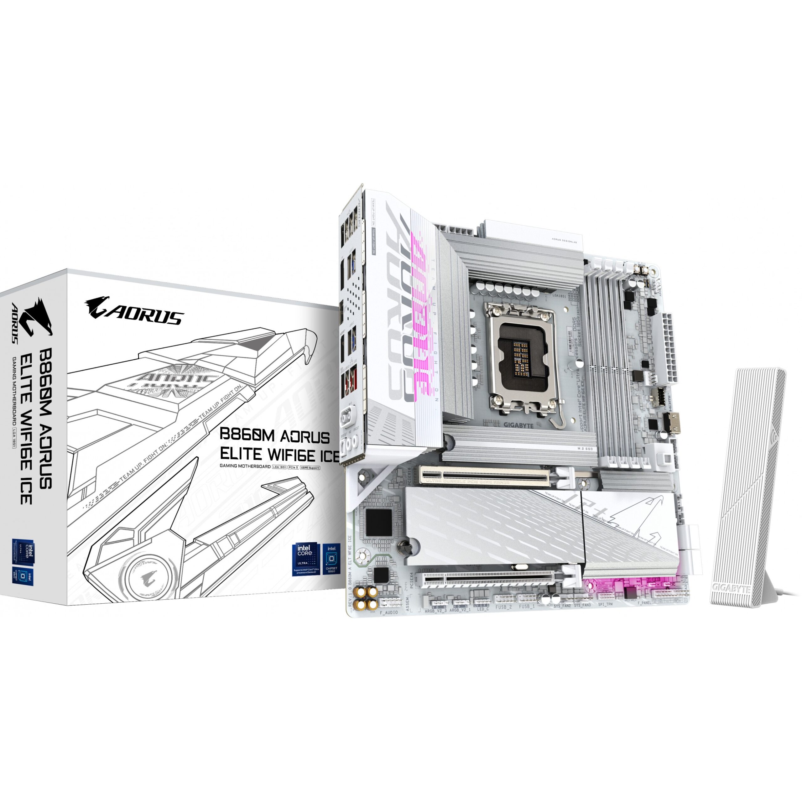 Pllakë Amë MB Intel LGA1851 Gigabyte B860M AORUS ELITE WF6E ICE DDR5