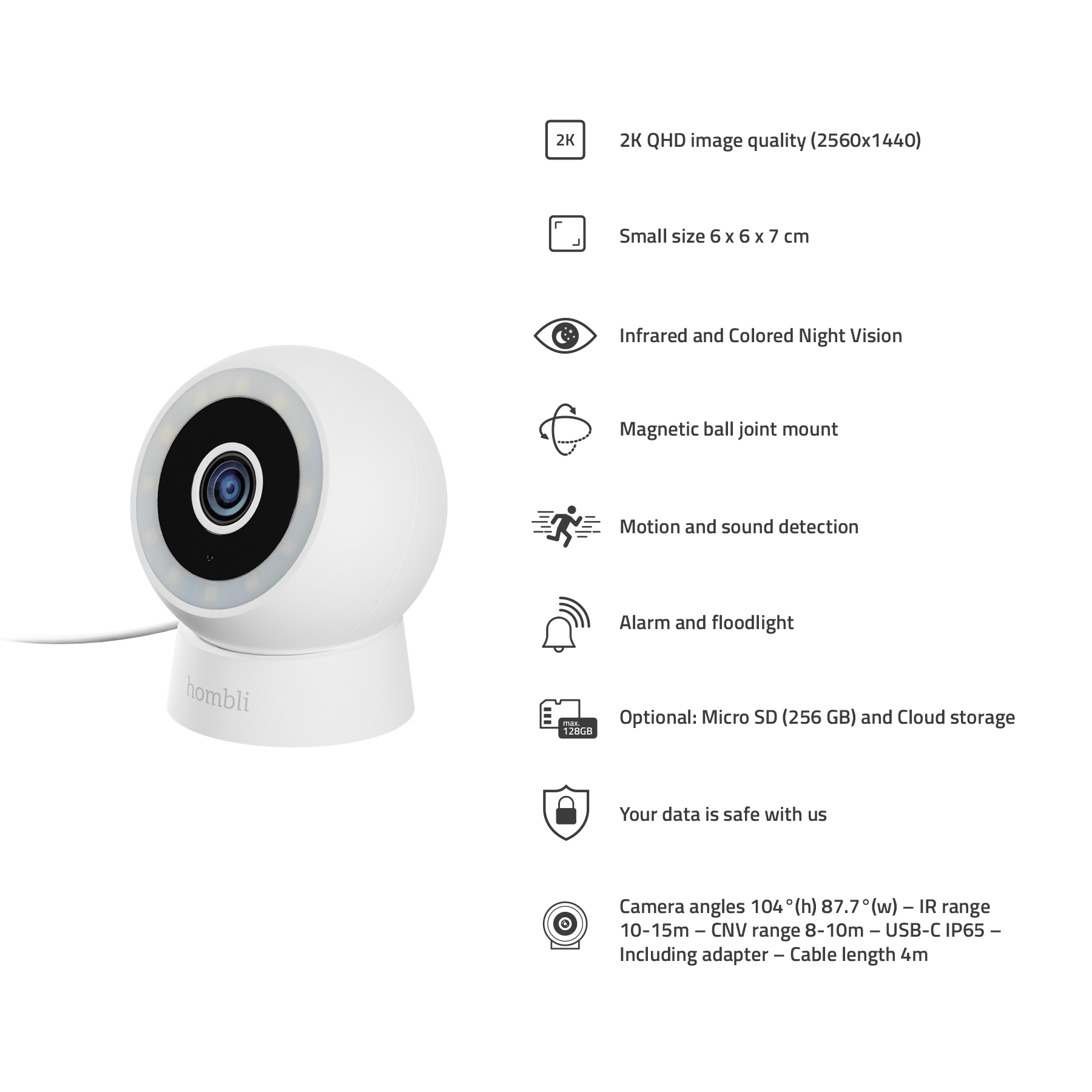 Hombli smarte outdoor Kamera. Compact Cam 2K. weiß - Figura 2