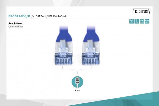 Kabllo për Rrjet CAT 5e Patch Cable U/UTP / 5.00m / Polybag - Blu - Figura 2