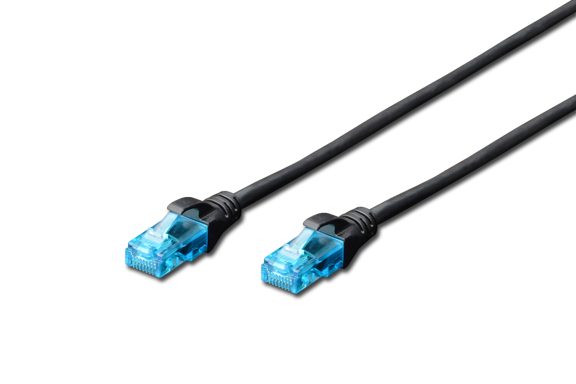 Kabllo për Rrjet DIGITUS Patch Cable RJ45 U/UTP Cat5e 1.0 m Latch Protection Polybag - Zezë