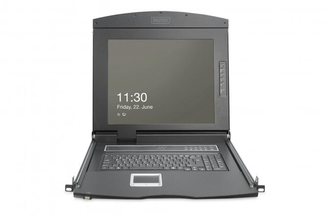 KVM Console DIGITUS / Modular HD LCD / 19" TFT / 8-Port HDMI / Touchpad / German Keyboard Layout