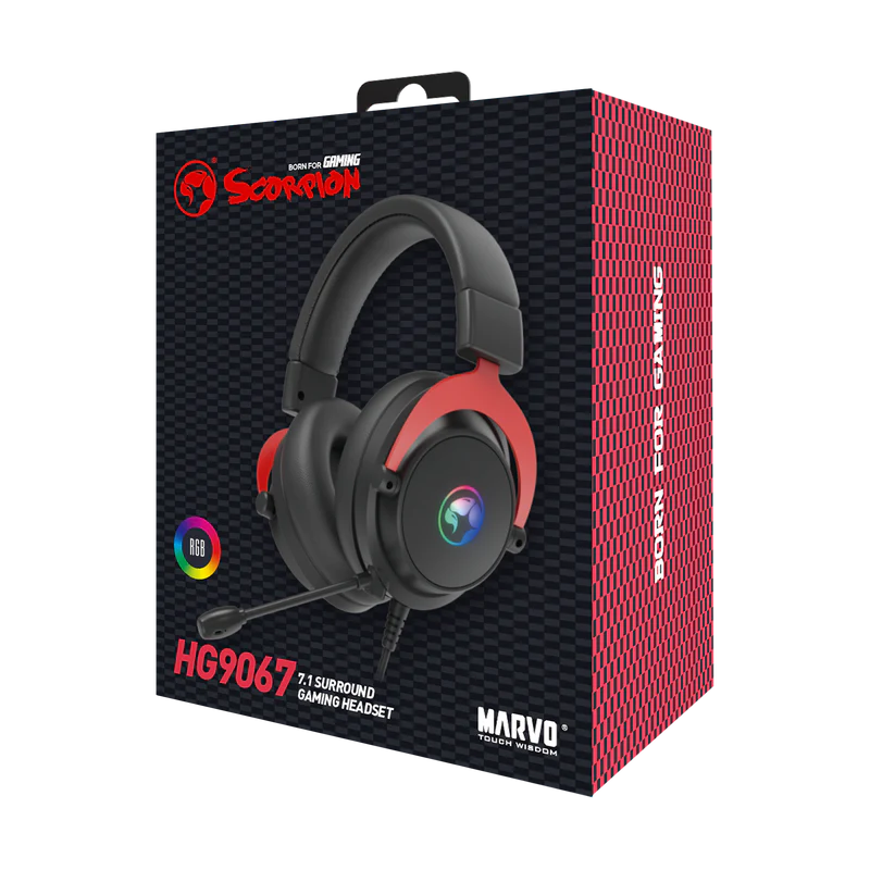 Kufje Gaming Marvo Scorpion HG9067 Wired - Zezë/Kuqe - Figura 4