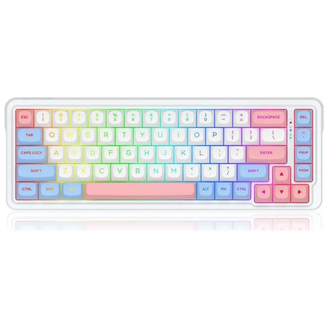 Tastierë Gaming Redragon NOVA K709WBP-RGB-PRO / USB-C, Bluetooth, 2.4 GHz Wireless - bardh/blu/pink