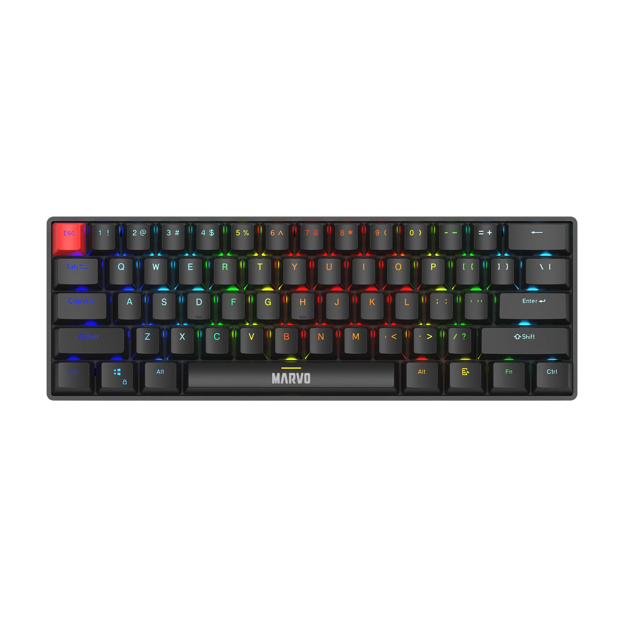 Tastierë Gaming MARVO KG933G EN Wired / Mechanical / 61 Keys / 5 color backlight / USB-C / UK Layout- Zezë