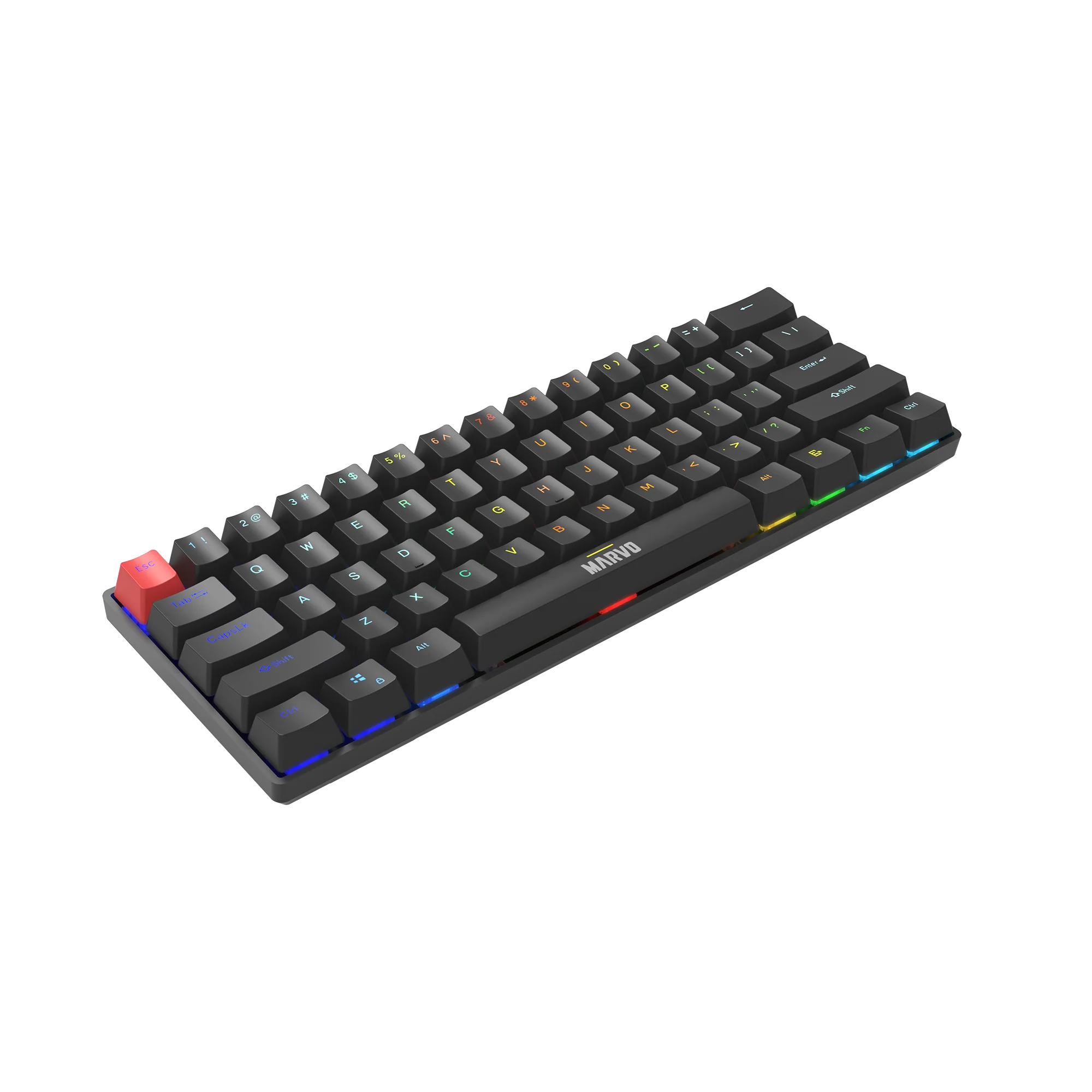 Tastierë Gaming MARVO KG933G EN Wired / Mechanical / 61 Keys / 5 color backlight / USB-C / UK Layout- Zezë - Figura 3