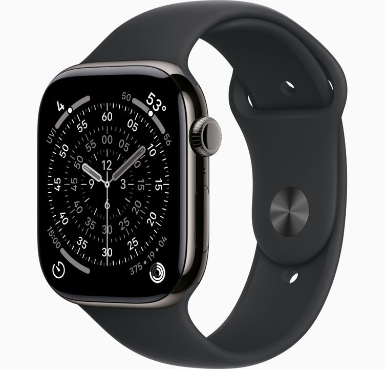Apple Watch Series 11 / 46mm / Cellular / Titanium Slate Case with Black Sport Band - M/L