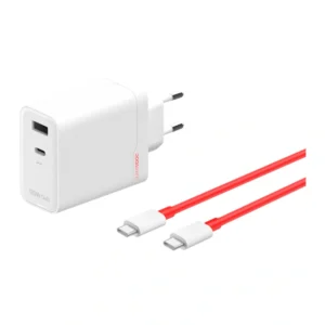 Adapter OnePlus 120W SuperVooc Dual-Port Adapter + Cable / Type-C & Type-A – Bardhë/Kuqe