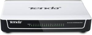 Switch Tenda S16 / 10/100Mbps / 16-Port / Fast Ethernet / Unmanaged / Plug and Play / RJ45 / I bardhë dhe i zi