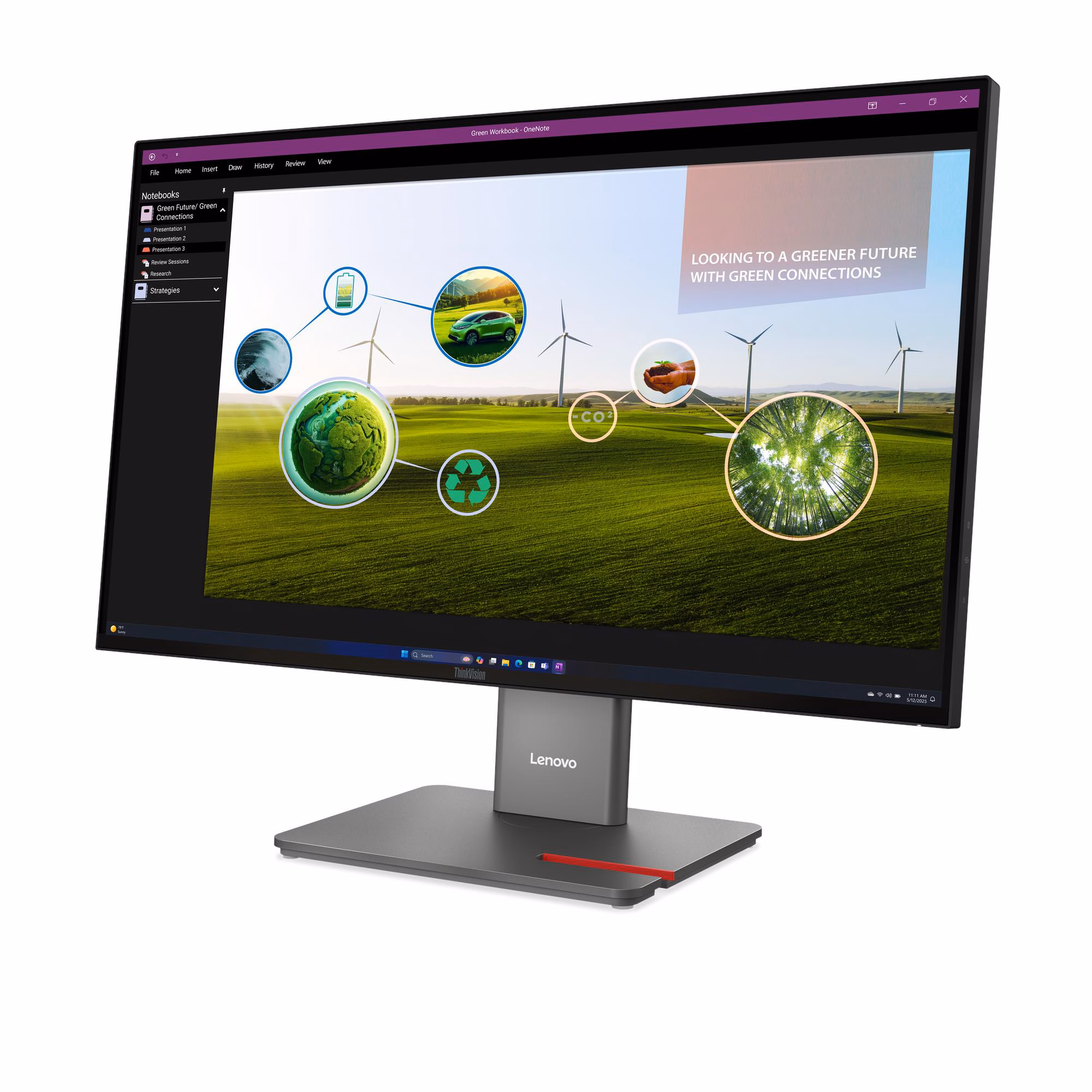 Monitor Lenovo P27Q-40 / 64A7GAT6EU / 27"/ Quad HD IPS / 120Hz / 6ms / HDMI+USB+DP - Zezë - Figura 2