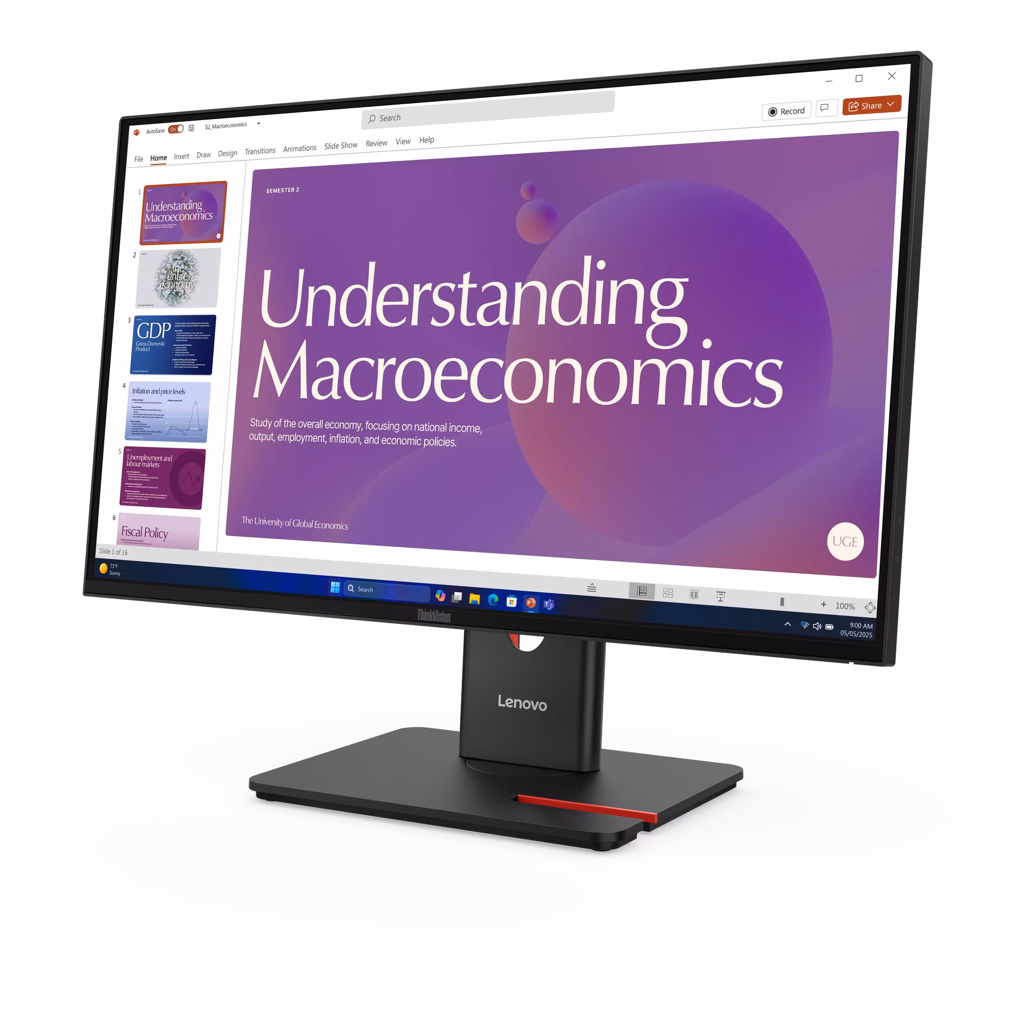 Monitor Lenovo ThinkVision T24D-40 / 64B9GAT1EU / 24"/ Full HD IPS / WLED / 120Hz / 4ms / HDMI+USB+DP - Zezë - Figura 2