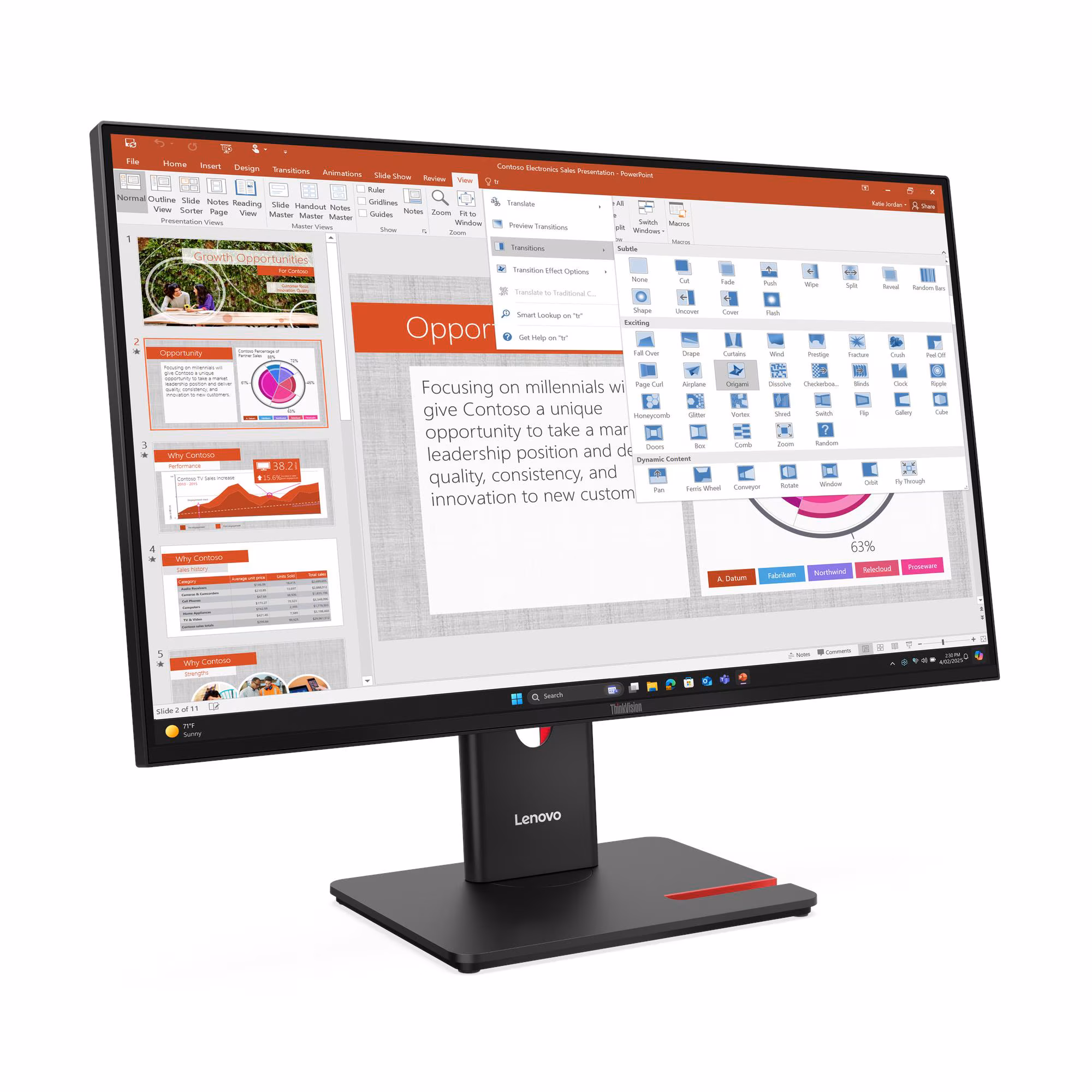Monitor Lenovo ThinkVision T27-40 / 64A5MAT6EU / 27"/ Full HD IPS / 120Hz / 4ms / HDMI+USB+DP+VGA - Zezë - Figura 2