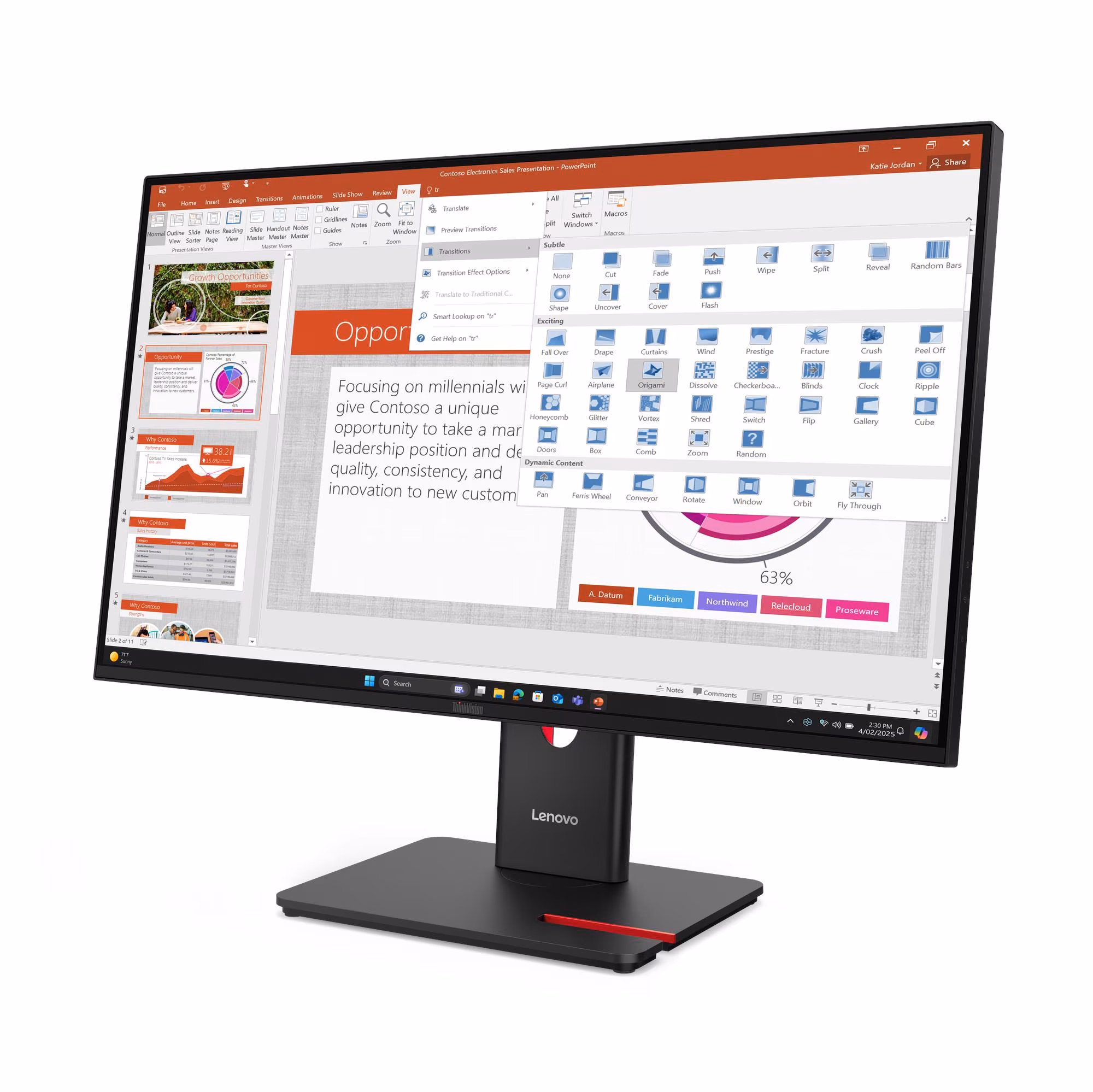 Monitor Lenovo ThinkVision T27-40 / 64A5MAT6EU / 27"/ Full HD IPS / 120Hz / 4ms / HDMI+USB+DP+VGA - Zezë - Figura 3