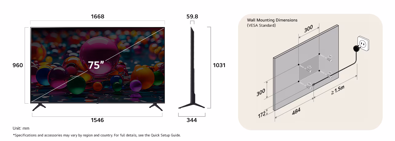 Smart TV 2025 LG 75UA75006LA / 75" 4K UHD LED / AI / 60Hz / HDR10 / HLG / webOS 25 - e zezë - Figura 2