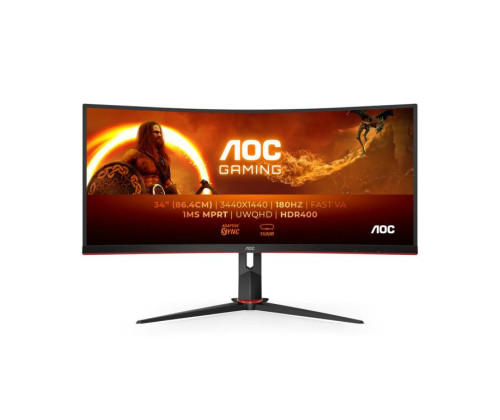 Monitor Gaming AOC CU34G2XP/B / 34 " / Ultra WQHD VA WLED / 180Hz / 1ms / 2x HDMI 2.0 (HDCP 2.2) + 2x DP 1.4 + USB Hub / Zezë