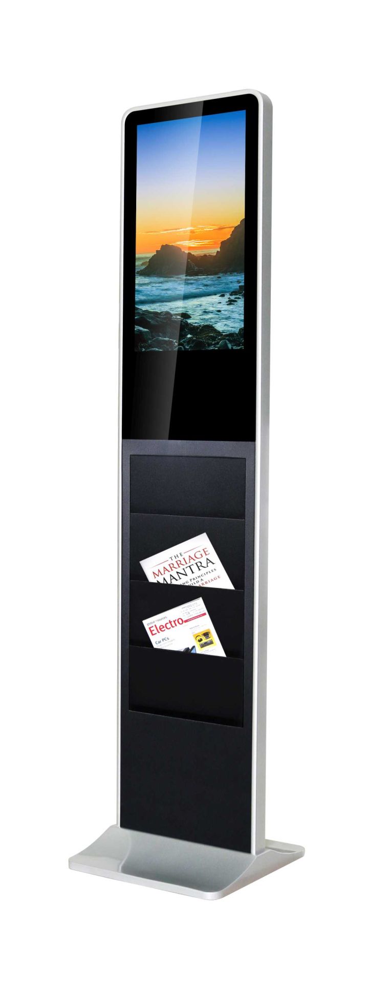 Ekran Interaktiv ALLNET 21" Touch Display Stand with 10 Point Touch / Brochure Holder / PoE / Android – Gri e mbyllur - Figura 2