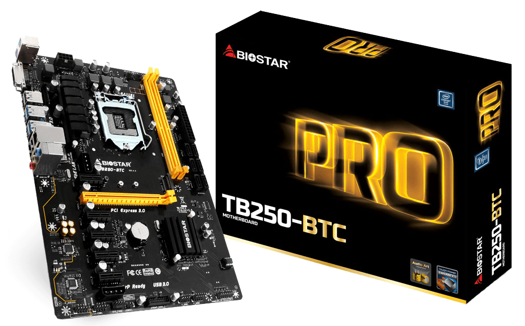Motherboard Biostar TB250-BTC / LGA1151 / ATX / 2 x DDR4 DIMM / 1 x PCI-E 3.0 x16 / Realtek RTL8111H - 10/100/1000Mb/s