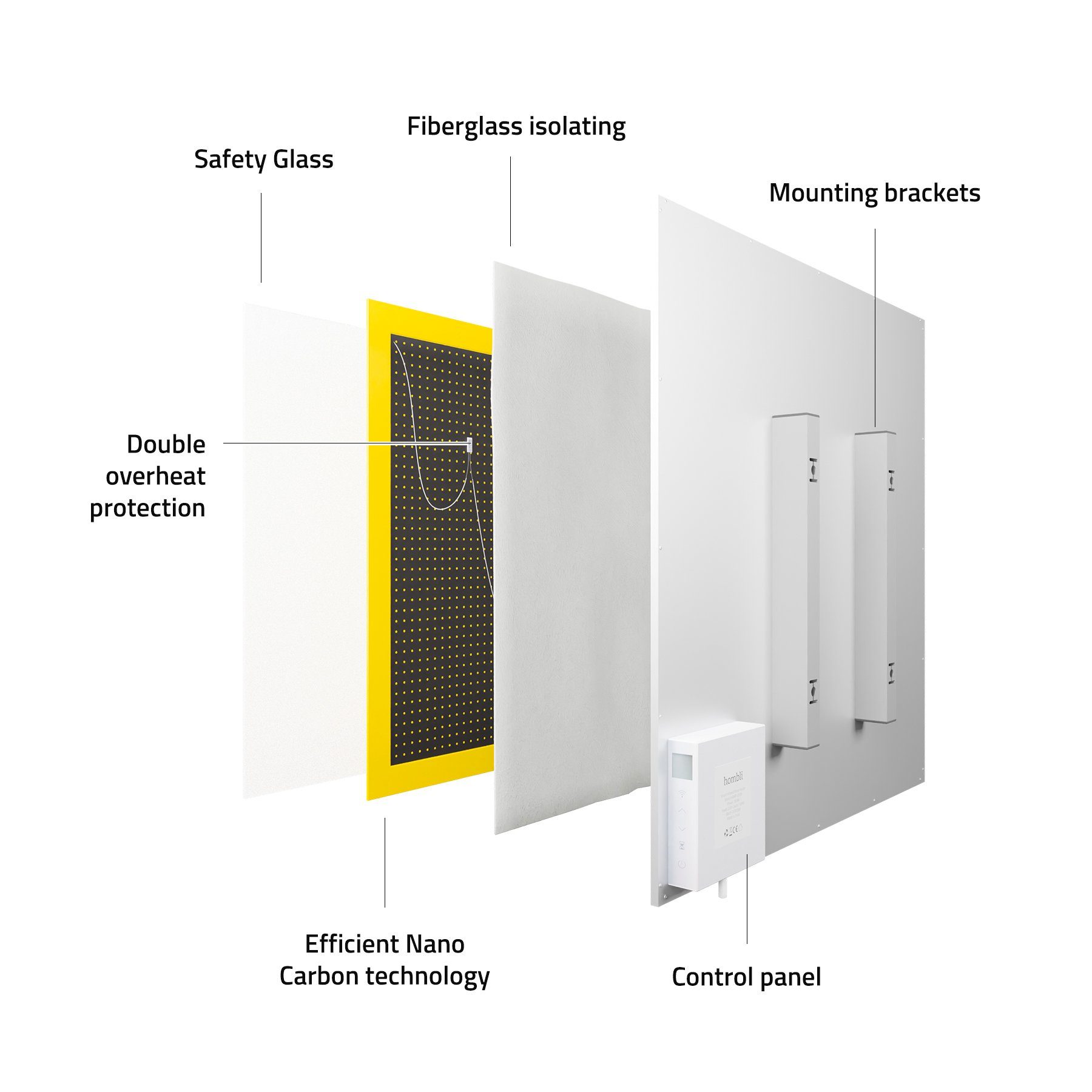 Termostat i mençur Hombli smartes Infrarot Glas Heizpanel 400W Spiegel - Figura 3