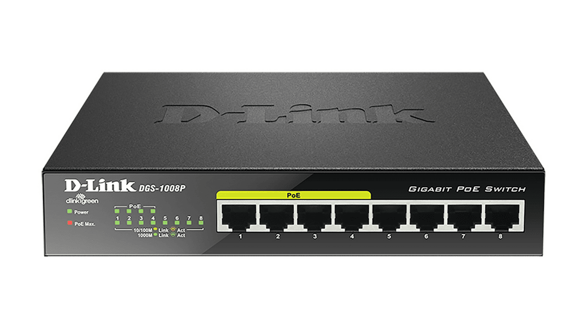 D-Link DGS-1008P/E 8-Port Gigabit PoE+ Switch me 4x PoE Ports dhe 56W Budget Metal Desktop Switch
