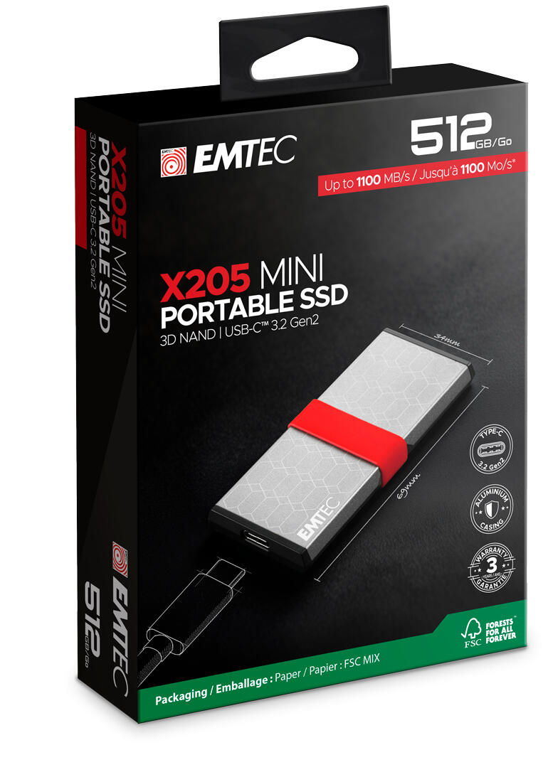 SSD të jashtme Emtec External SSD X205 512GB / USB-C 3.2 Gen2x2, deri 1100MB/s - Hiri - Figura 3