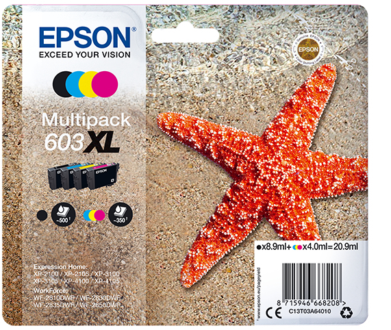 Ink Epson 603XL / C13T03A64010 – Zezë/Blu/Rozë/Verdhë XL (Multipack)